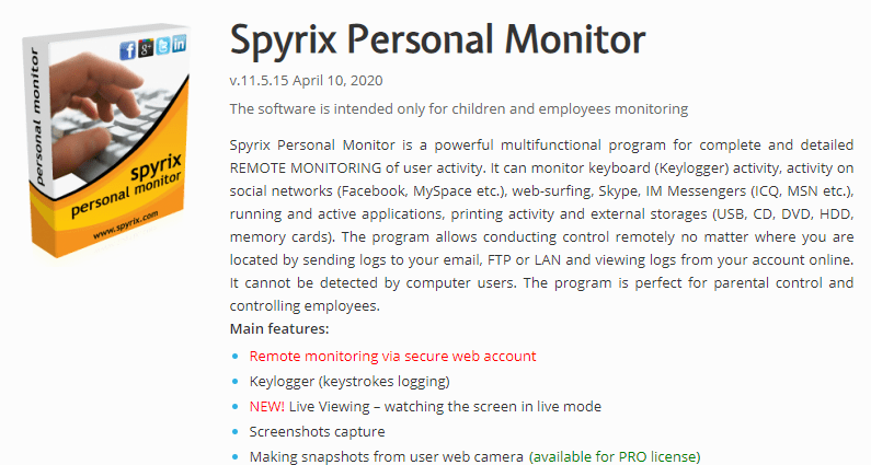 Spyrix Registrador de teclas